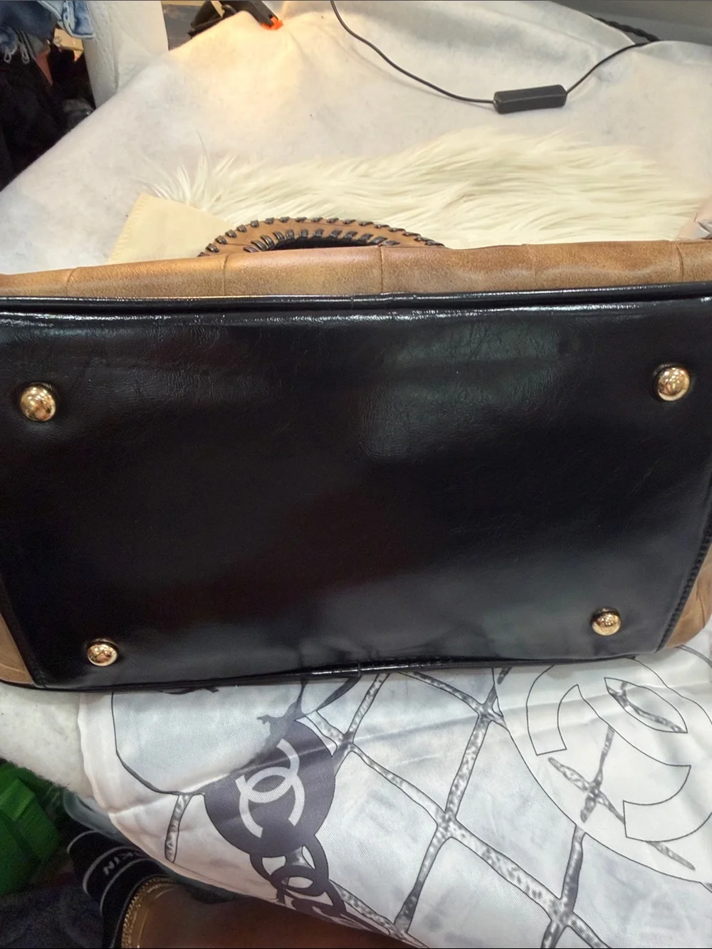 Tan Leather Top-Handle Bag with Matching Wallet